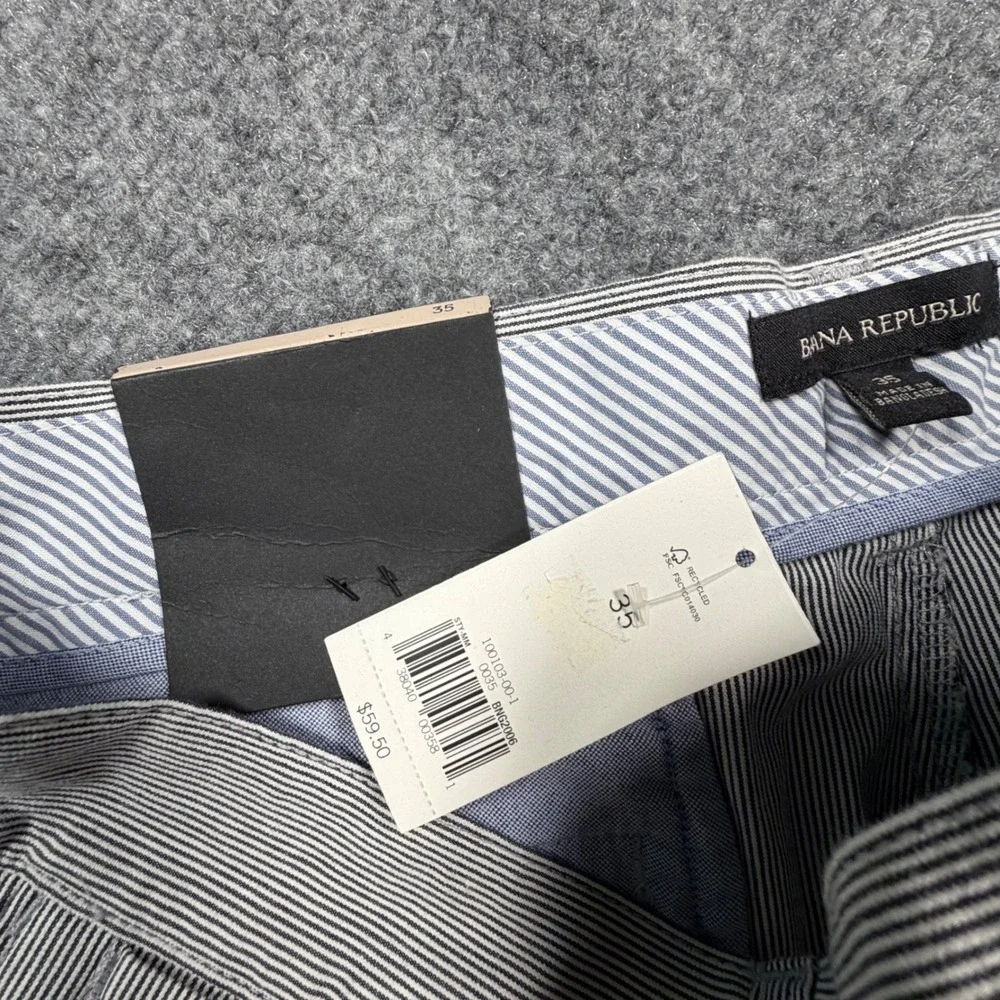 Banana Republic Mens Seersucker Pinstripe Shorts Blue White Size 35 100103-00-1